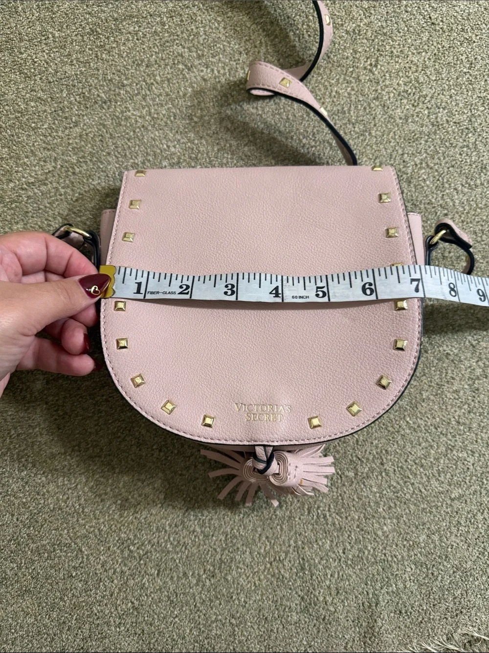Victorias Secret Crossbody Bag Festival Pink Studded Tassels Adjustable Strap
